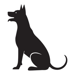 A sitting  dog silhoutte illusrtration art design 