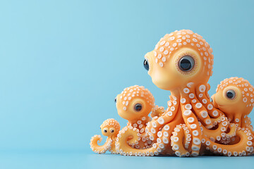 Playful Octopuses Various Sizes Resting