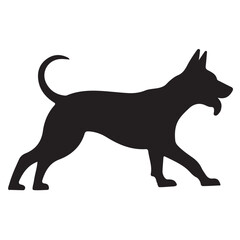 Black dogsilhouette with white background in vector art style featuring feline and pet animal elements