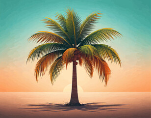 Simple Black Palm Tree Silhouette Vector