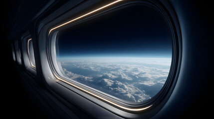 Airplane Window View Cloudscape Serene Skies Flight Scenery Above the Clouds Journey Glimpse Aerial Perspective Peaceful Flight Window Seat Travel Vista
