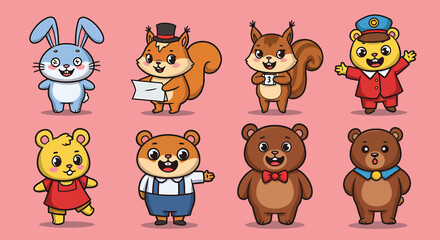Illustration of Levity and Laughter: Set of humorous character mascots for a brand