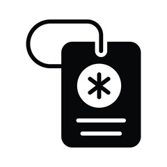 A glyph style icon showing hospital report with a medical sign