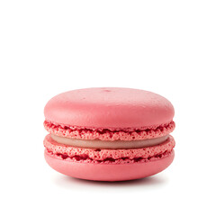 Single Pink Macaron with Cream Filling Delicate Shell Texture
