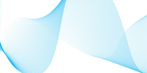 Abstract wave lines smooth colour blue on white background and technology curve lines background. Dynamic sound waves. Web, banner, app, wallpaper. Design elements.  Vector Illustration.