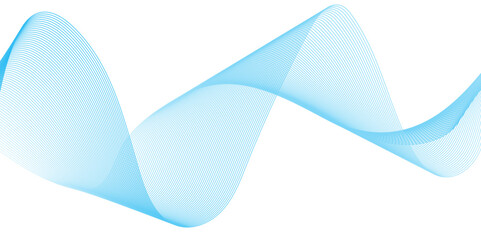 Abstract wave lines smooth colour blue on white background and technology curve lines background. Dynamic sound waves. Web, banner, app, wallpaper. Design elements.  Vector Illustration.