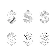 Elegant Dollar Symbol in Line Art Style for Creative Projects