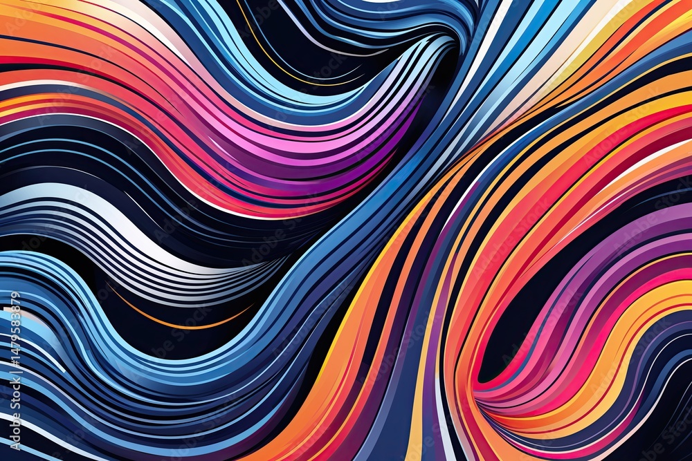 Poster dynamic wave patterns with creative stripe designs for contemporary abstract backgrounds