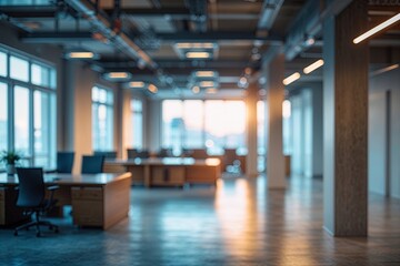 Fototapeta premium Stunning Blurred Vision of an Elegant Empty Office Space with Soft Ambient Lighting
