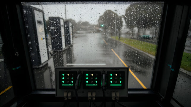 Electric Bus Charging Solar Powered Station Sustainable Transport Green Energy Vehicle Eco Friendly Commute Clean Transportation Future Mobility Public Transit Innovation
- Powered by Adobe