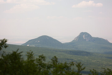 Scenic View Of Mount Beshtau And Mount Zheleznaya From The Slopes Of Mount Mashuk, Pyatigorsk,...
