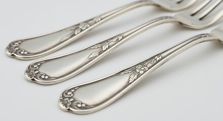Silver Forks with Floral Design