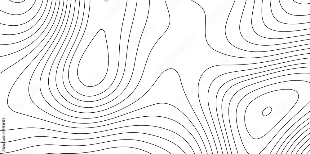 Fototapete abstract seamless contour line pattern with topographic map. smooth and black lines minimal, scienti