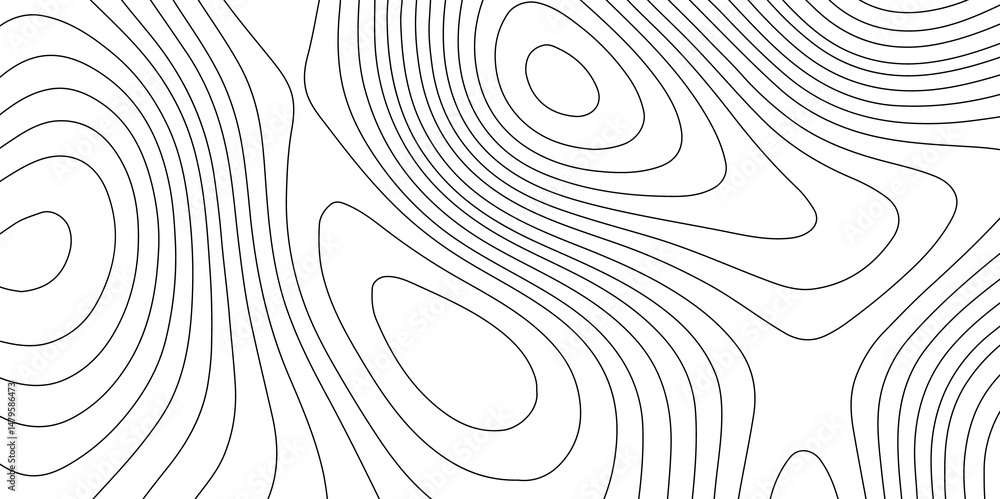 Fototapete abstract seamless contour line pattern with topographic map. smooth and black lines minimal, scienti