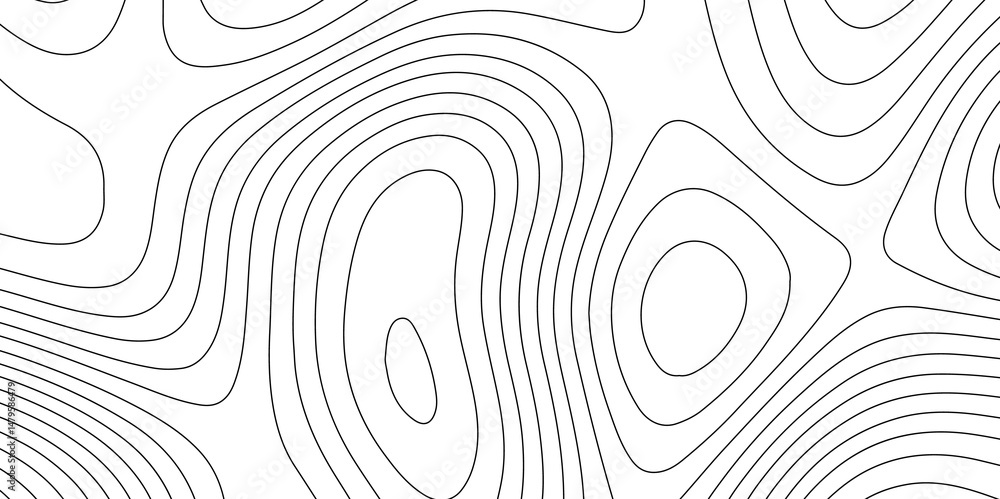Leinwandbilder Abstract seamless contour line pattern with topographic map. Smooth and black lines minimal, scientific, and geographic terrain mapping  elevation data. Luxury black line art design 