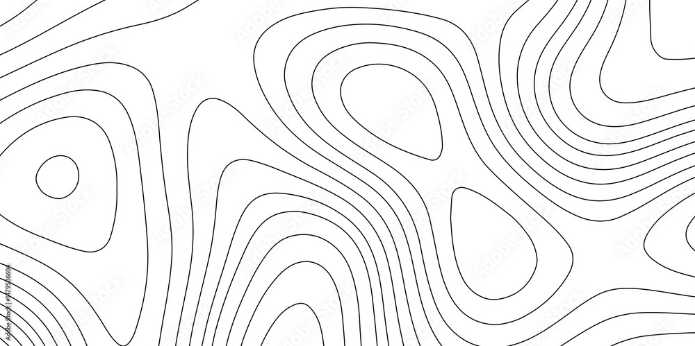 Fototapete abstract seamless contour line pattern with topographic map. smooth and black lines minimal, scienti