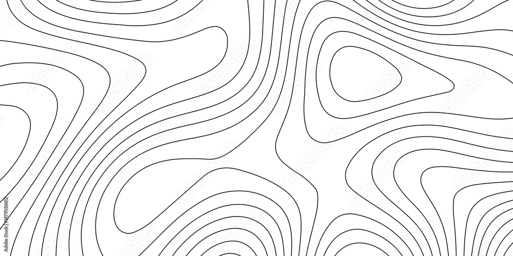 Poster abstract seamless contour line pattern with topographic map. smooth and black lines minimal, scienti