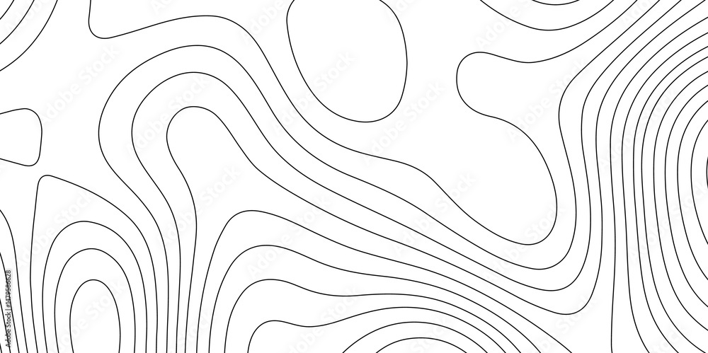 Leinwandbilder Abstract seamless contour line pattern with topographic map. Smooth and black lines minimal, scientific, and geographic terrain mapping  elevation data. Luxury black line art design 