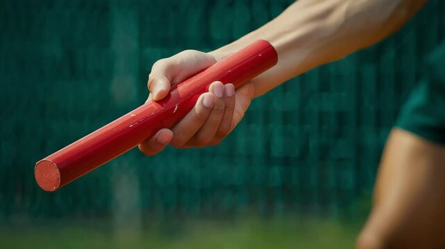 A athletics relay baton in one hand, Generative AI Videos.