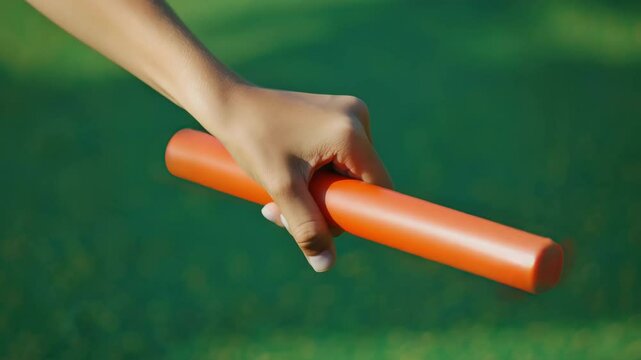 A athletics relay baton in one hand, Generative AI Videos.