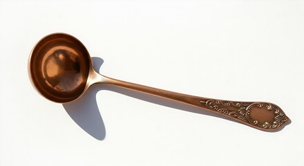 Antique Metal Ladle with Ornate Handle on White