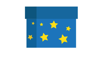 Magical blue gift box adorned with bright yellow stars perfect for celebrations