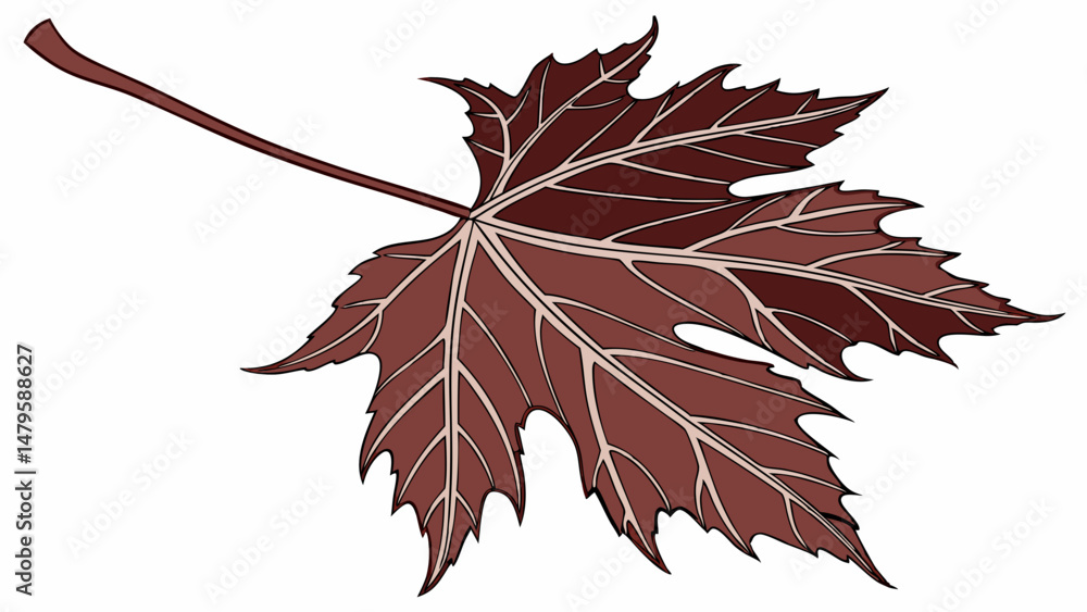 Aufkleber vector realistic maple leaf in burgundy color with intricate details and smooth texture, showcasing 