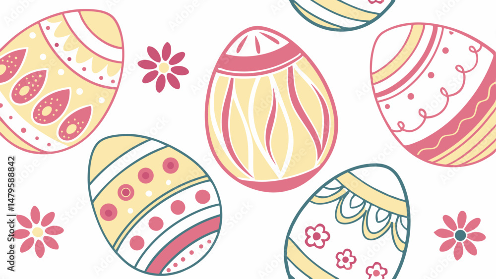 Poster vector colorful easter eggs with floral patterns create cheerful and festive atmosphere for spring c