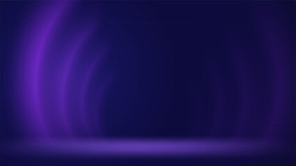 Blue purple stage background. Minimalist dim interior studio. Backdrop for montage displaying products presentation, advertising. Showcase. Template layout for ad. Circular gradient. Vector