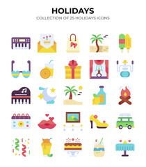 Holiday Icons. A vibrant collection of 25 summer holiday icons