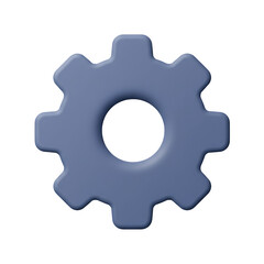 3D Render of a Single Blue Gear Cog on Black Background