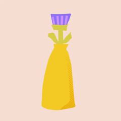 Vector paper cutout flat vase with abstract flowers bouquet in pastel tones, featuring halftone texture and collage style. Minimalist hand drawn illustration for posters, invitations, and web design