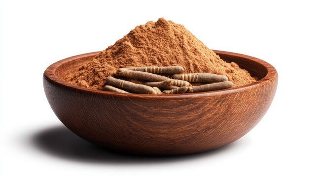 Traditional Indian spice mixture with turmeric and cumin seeds in a wooden bowl for cooking and seasoning