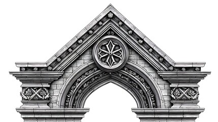 Fototapeta premium Detailed Sketch of a Vintage Venetian Gothic Arch with Intricate Texture Elements