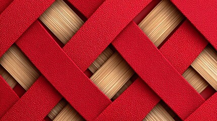 Intricate Vintage Illustration of Warm Weave Pattern in Red and Brown Tones