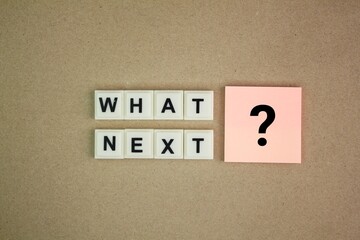 alphabet letter with the word question What's Next? next step concept