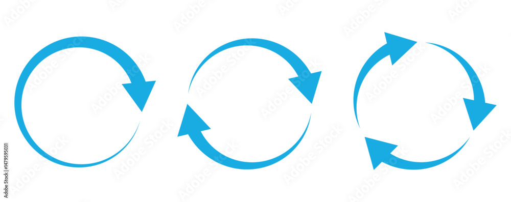 Poster circle arrow icon set. symbol of reload, refresh, loading, recycle, and repeat. interconnecting roun