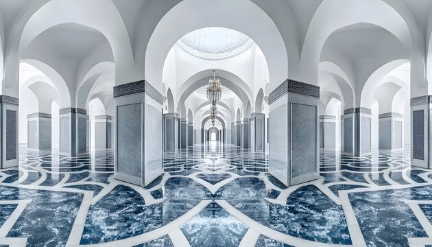 Vast interior of a magnificent, architectural hall.