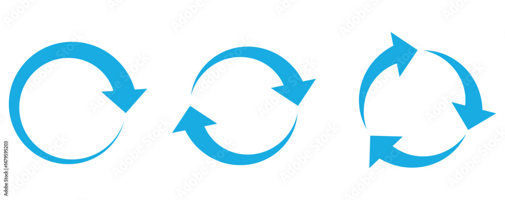Poster circle arrow icon set. symbol of reload, refresh, loading, recycle, and repeat. interconnecting roun