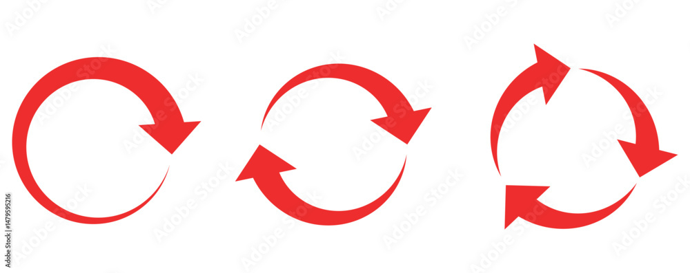Poster circle arrow icon set vector illustration, refresh, reload, set of circle arrows rotating, different