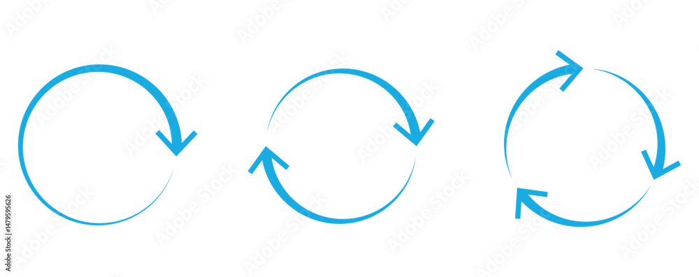 Poster circle arrow icon set. symbol of reload, refresh, loading, recycle, and repeat. interconnecting roun