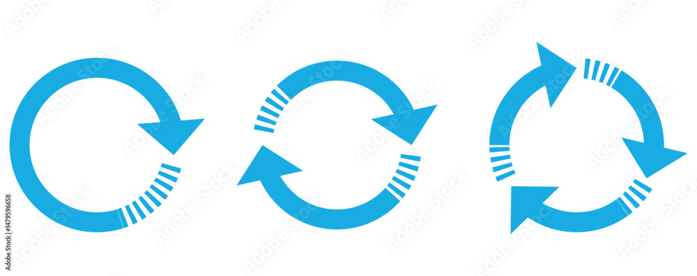 Poster circle arrow icon set. symbol of reload, refresh, loading, recycle, and repeat. interconnecting roun
