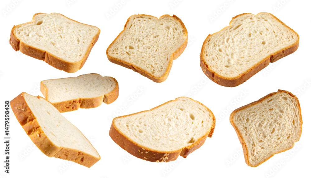Aufkleber multiple slices of bread falling down with transparent background