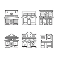 Elegant Monoline Vector of Street Storefront Scene