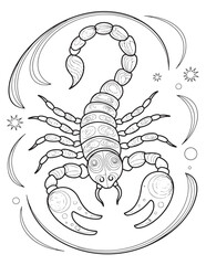 Intricate Scorpion Zodiac Sign - Scorpio Coloring Page for Adults