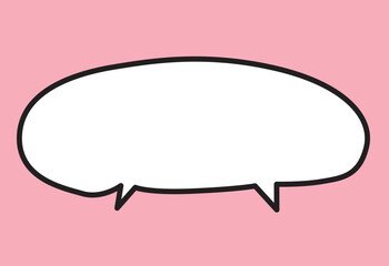 Fototapeta premium dialogue general white speech bubble with a solid thick black outline with a pink background