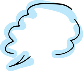 thought cloud hand drawn broken black outlines with blue outline on black lines