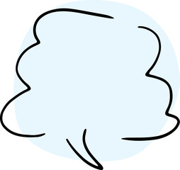 illustration with thought cloud hand drawn broken black outlines with a light blue rounded fill