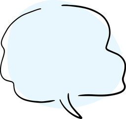 thoughts cloud balloon hand drawn with black lines with a light blue rounded fill
