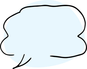 empty thought cloud hand drawn with black lines with a light blue rounded fill